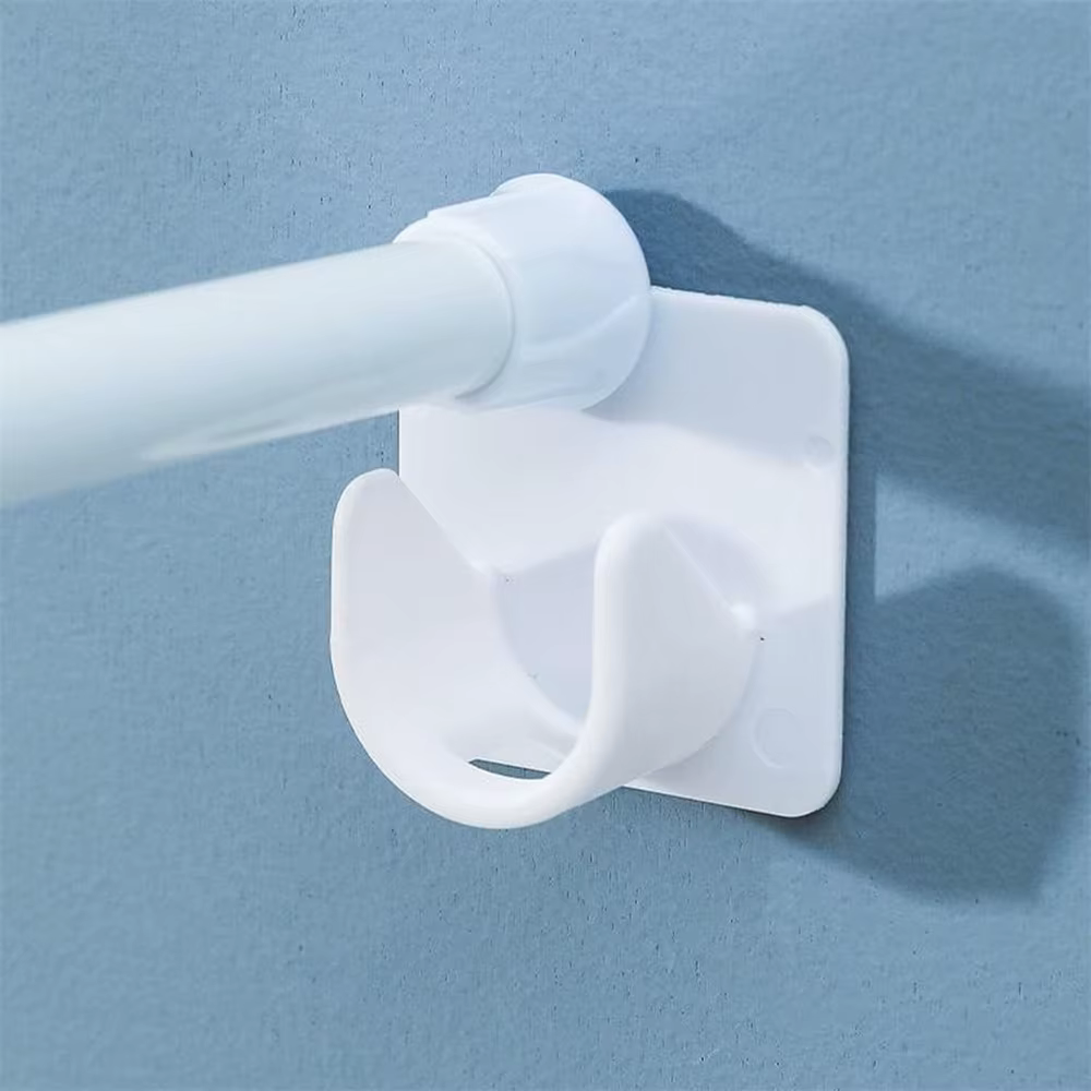 Crochets de tringle à rideau multifonctionnels, crochets auto-adhésifs réglables pour rideau de douche, support de fixation de tringle de poinçonnage sans trou, 2 pièces