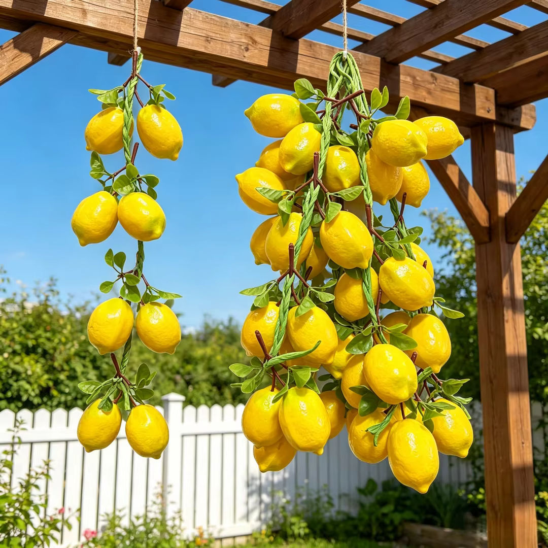 Brochettes de citrons artificiels, modèles de fruits simulés réalistes, pour les vitrines de maison, les fêtes de fin d'année, les décorations suspendues de ferme.