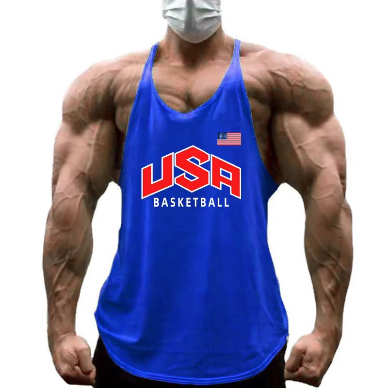 Marque vêtements hommes Sport sans manches Stringer Gym musculation Fitness entraînement Muscle chemise coton respirant Y-back débardeurs