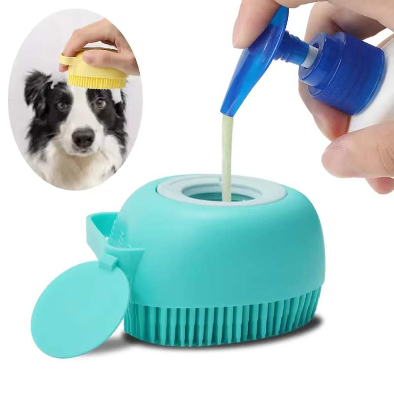 Brosse de massage et de toilettage pour animaux de compagnie : shampoing, brosse de bain, peigne de massage pour chiots et chats, brosses douces pour le bain
