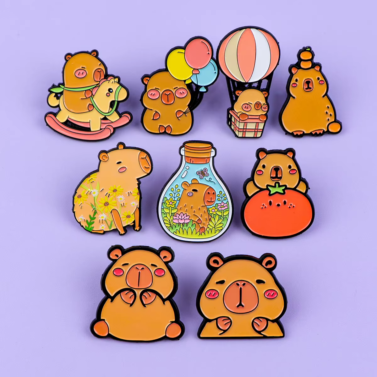 Broche Capybara en émail, Badges d'animaux de dessin animé sur sac à dos, broches pour femmes et hommes, épingles à revers, accessoires de Cosplay, cadeaux pour enfants