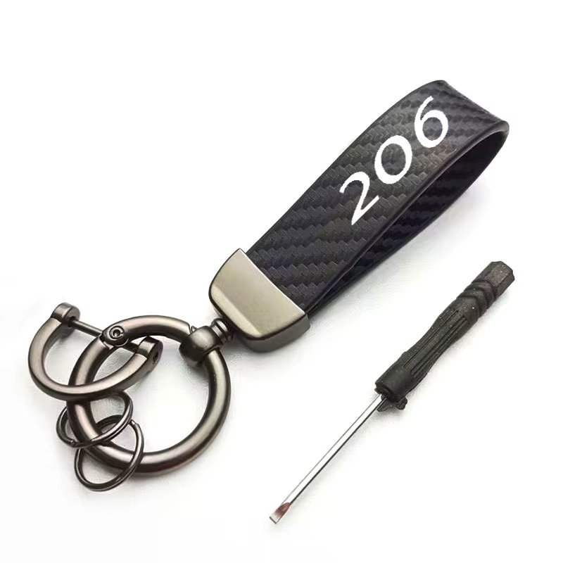 Porte-clés de voiture de luxe en cuir véritable, boucle de couleur Pure, cadeau, accessoires de voiture pour Peugeot 206