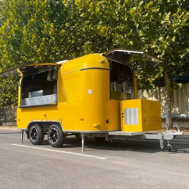 Street Mobile Restaurant Mobile Coffee Juice Bar Shawarma Hot Dog Pizza BBQ Fast Food Truck Trailer with Full Kitchen