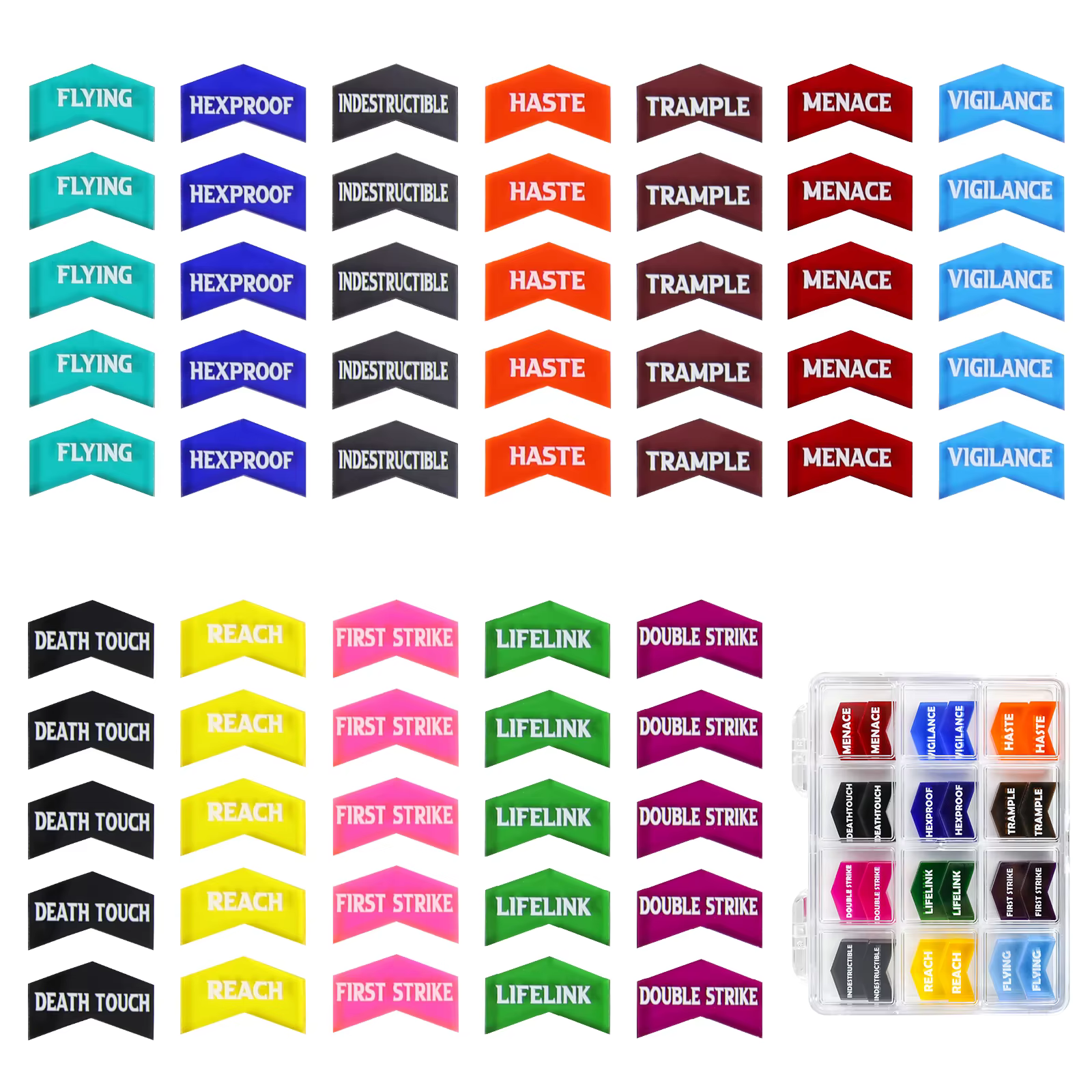 Jeu de jetons de compteur de mots clés MTG, 60 pièces, pour Magic The Gathering, cartes MTG CCG, accessoires de jeu, jouet avec étui