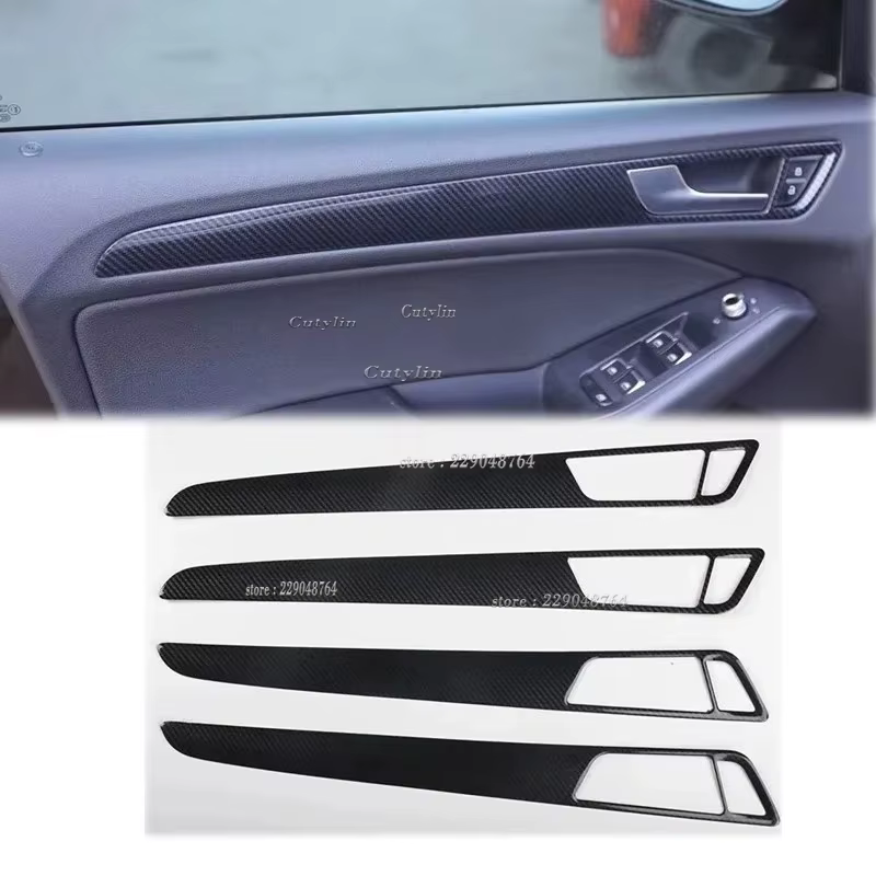 Autocollant intérieur RHD en fibre de carbone pour Audi, console centrale, décoration de porte, accessoires, Q5, 8R, 2010-18, SQ5, 8R, 2013-2017