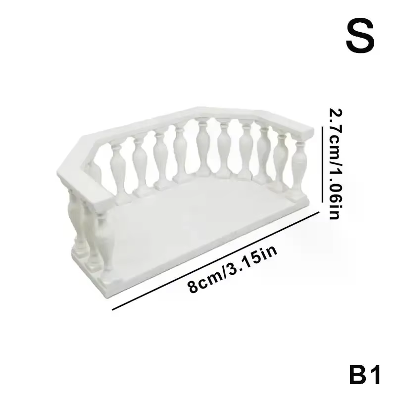 Balcon miniature pour maison de poupée avec balustrade, balcon européen adapté aux collectionneurs, scènes miniatures, accessoires de maison de poupée DIY