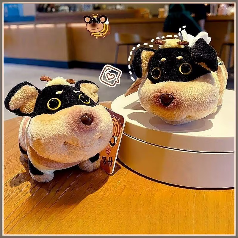 Accessoire spécial pour chien: pendentif de sac de poupée en peluche de chiot d'abeille Portable, décor suspendu de porte-clés doux mignon