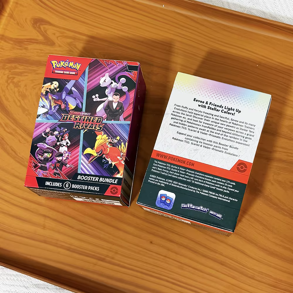 Lot de cartes Pokémon v10, paquet de boosters Destined Rivals Prismatic Evolutions Scarlet Violet 151, collection de cartes boosters anglaises, cadeaux