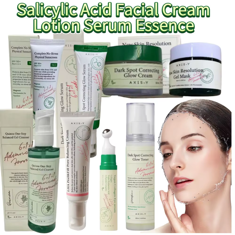 Crème, lotion, sérum et essence hydratante, exfoliante, lissante et éclaircissante pour le visage à l'acide salicylique – Soin quotidien de la peau