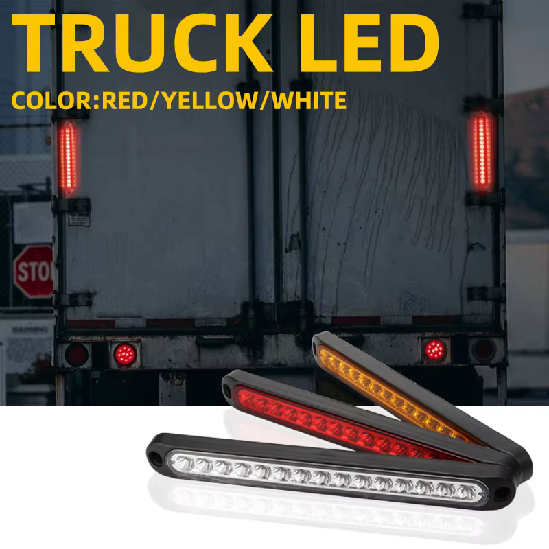 Barre lumineuse de position latérale LED pour camion, 12V-24V, feu stop, voyant d'avertissement pour remorque, indicateur externe automatique, feu arrière 15SMD