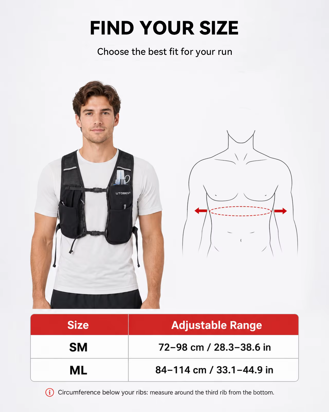 UTOBEST UTR112 Gilet de course sur sentier Pack d'hydratation ultra léger