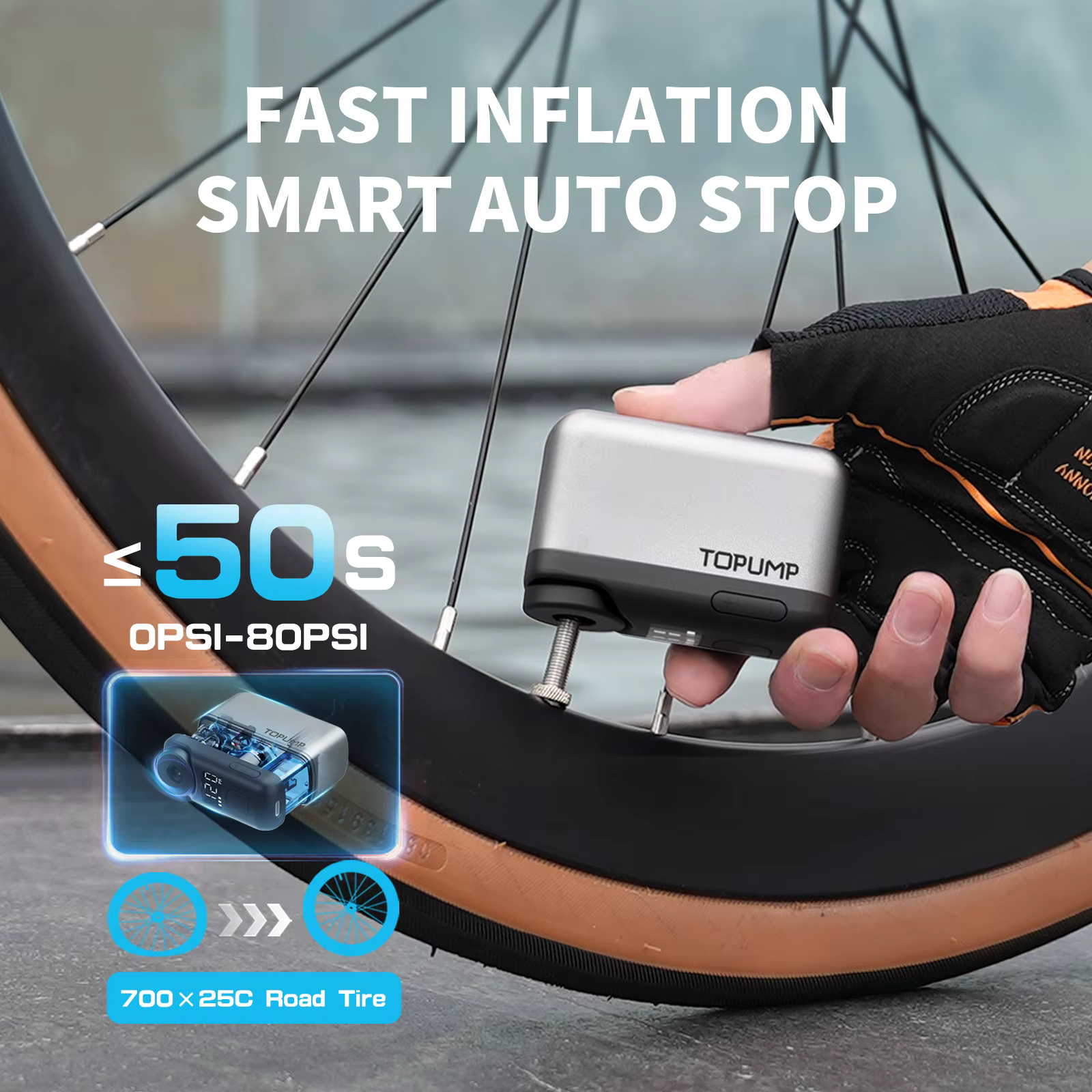 TB2PRO – Mini pompe de gonflage de pneus de vélo, écran LED, batterie Rechargeable 120psi, accessoires de vélo, petite pompe pour balle de sport