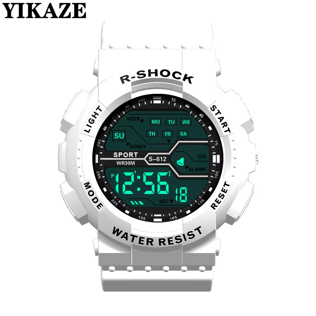 Sport de plein air hommes montre multifonction grand écran LED électronique étanche lumineux militaire numérique montres Reloj Hombre