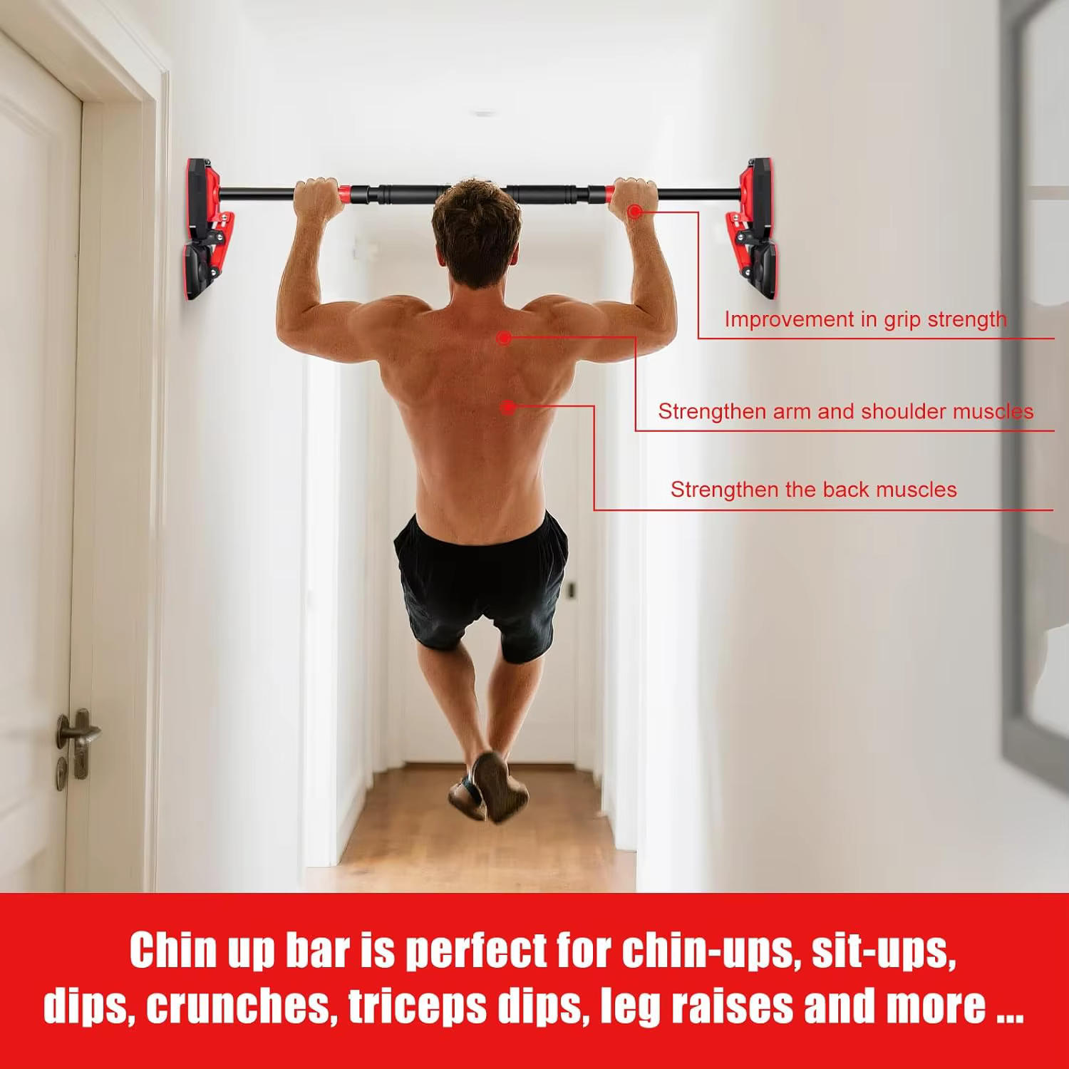 Barre horizontale murale pour exercices de traction à domicile sans perçage – Équipement de fitness domestique