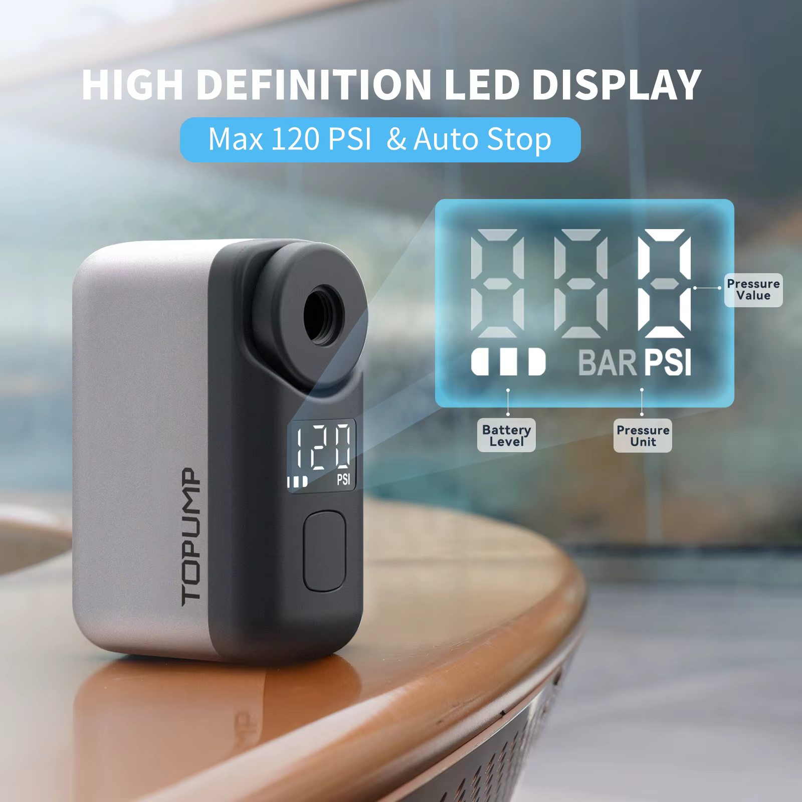 TB2PRO – Mini pompe de gonflage de pneus de vélo, écran LED, batterie Rechargeable 120psi, accessoires de vélo, petite pompe pour balle de sport
