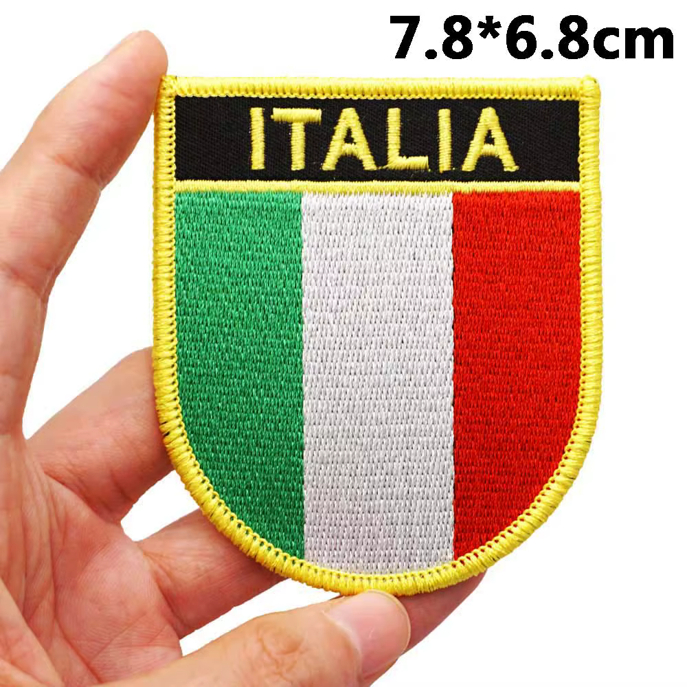 Patchs de broderie tactiques drapeau italien pour sacs à dos et vêtements, accessoires militaires avec support à crochet ou dos en fer