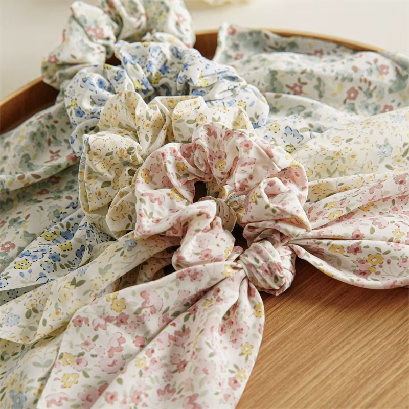 Accessoires pour cheveux pour femmes, bandeau élastique pour filles, chouchous avec ruban, Design Floral, à la mode