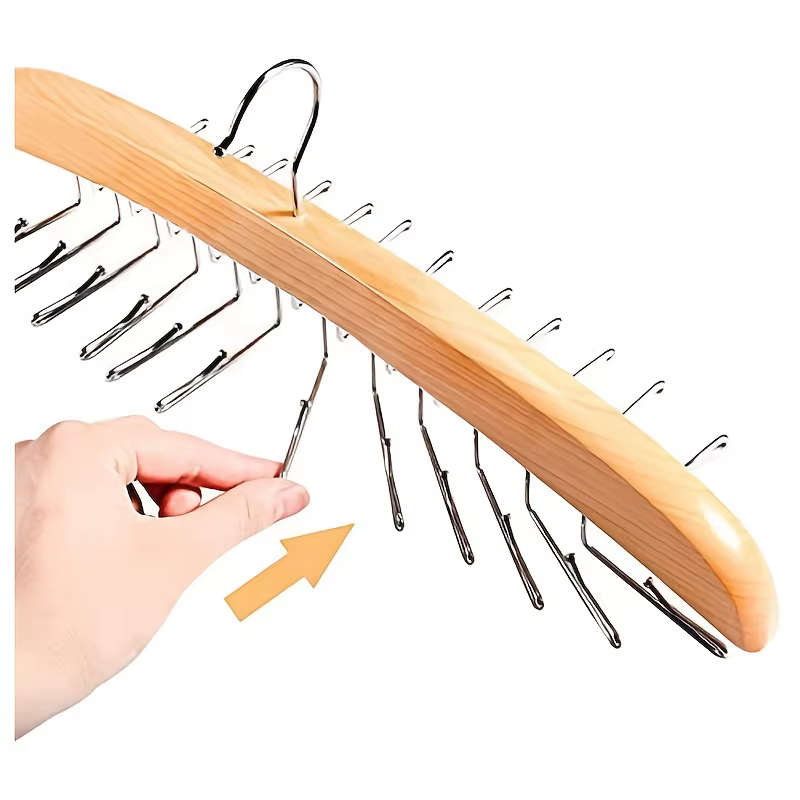 Porte-cravates, support à 24 crochets pour cravates, organisateur de vêtements, cravates, ceintures, écharpes, accessoires pour hommes, support de rangement en bois pour ceintures