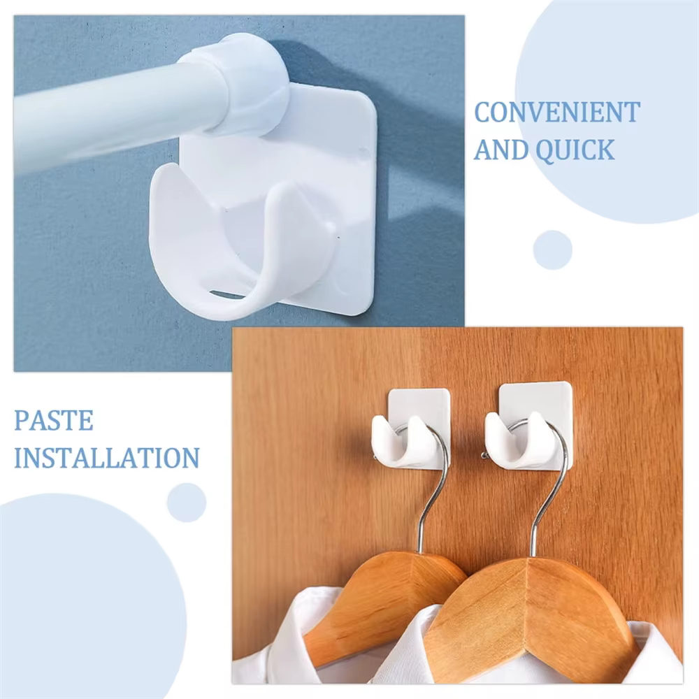 Crochets de tringle à rideau multifonctionnels, crochets auto-adhésifs réglables pour rideau de douche, support de fixation de tringle de poinçonnage sans trou, 2 pièces