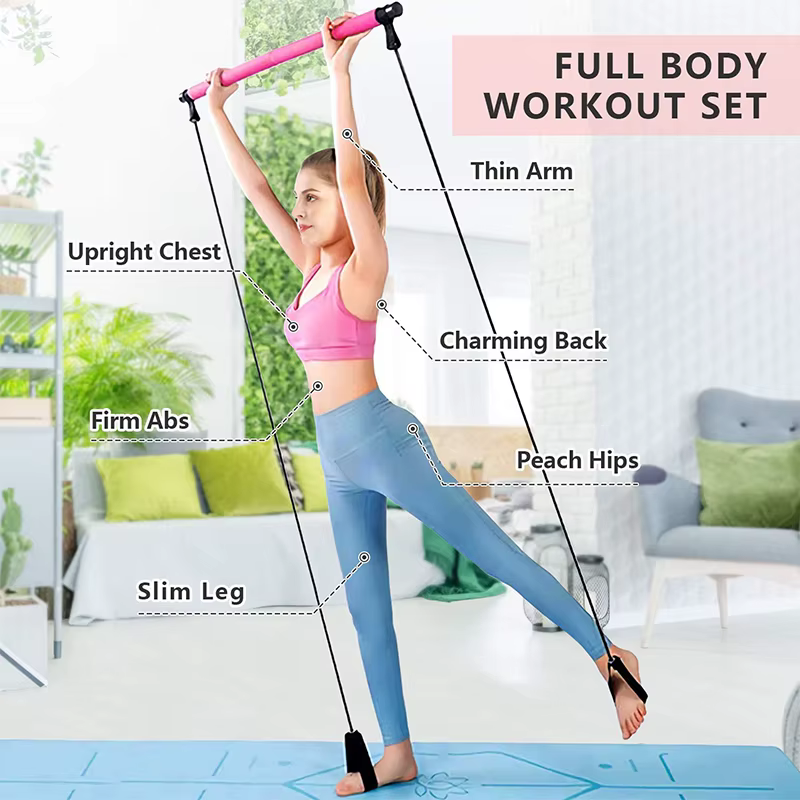 Barre de Pilates multifonctionnelle avec corde de tension d'expansion thoracique de yoga