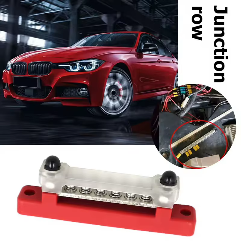 Barre de distribution de puissance pour batterie, 1/2 pièces, 12V, goujon M6, barre de distribution positive et négative pour camion, bateau, voiture, camping-car