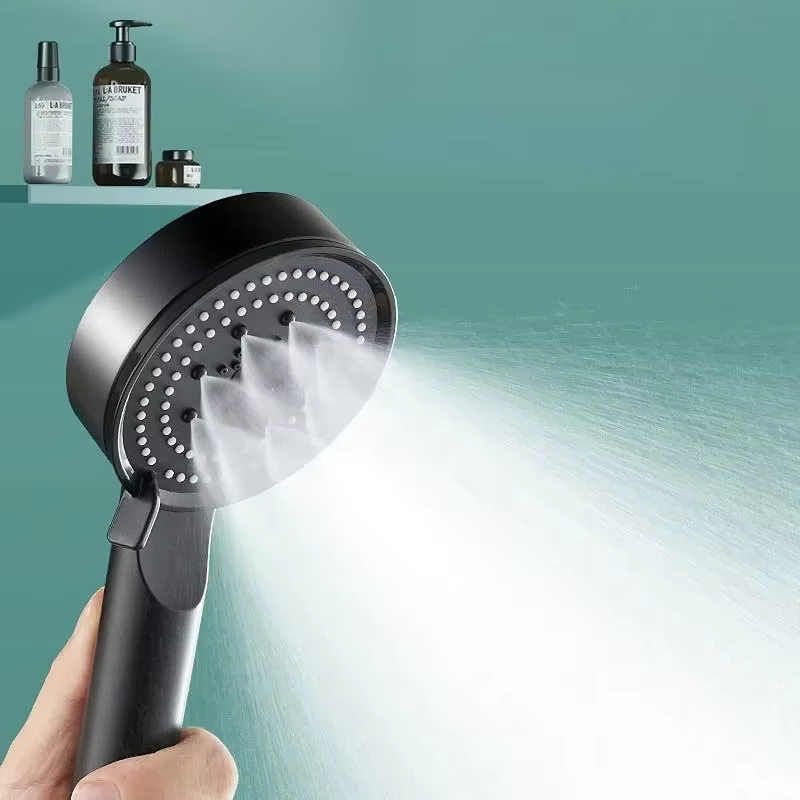 Pommeau de Douche Noir à 5 Modes Réglable, Haute Pression, T-shirts d'Eau, Énergie à l'Eau, Accessoires HOAccessrespiration