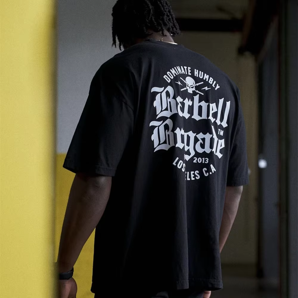 Barbell Brigade T-shirt de gymnastique en coton pour hommes