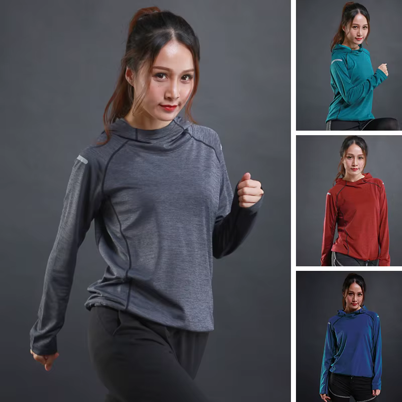 T-shirt de fitness à manches longues pour femme