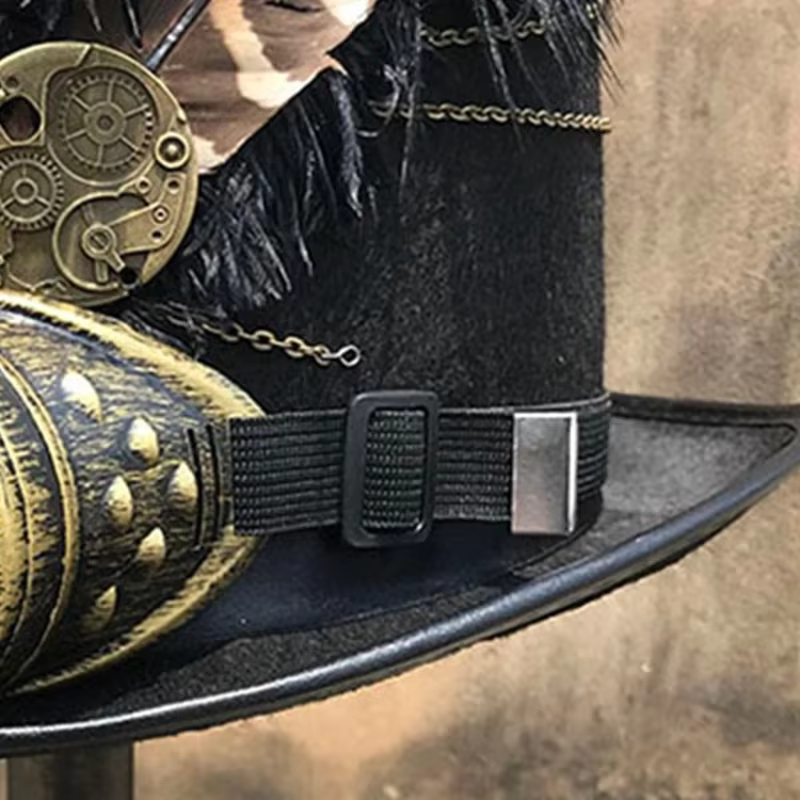 Steampunk chapeau haut-de-forme en feutre laine chapeau victorien avec lunettes plumes Costume unisexe casquette gothique