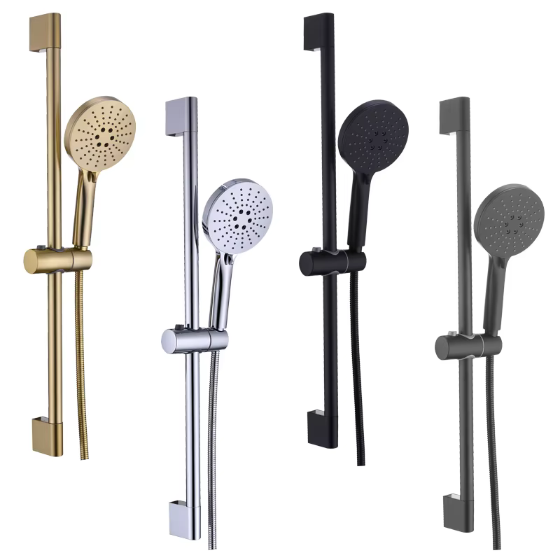 Ensemble de colonnes de douche noires, accessoires de salle de bains, pomme de douche, curseur mural, pomme de douche réglable, Rail de levage, support coulissant