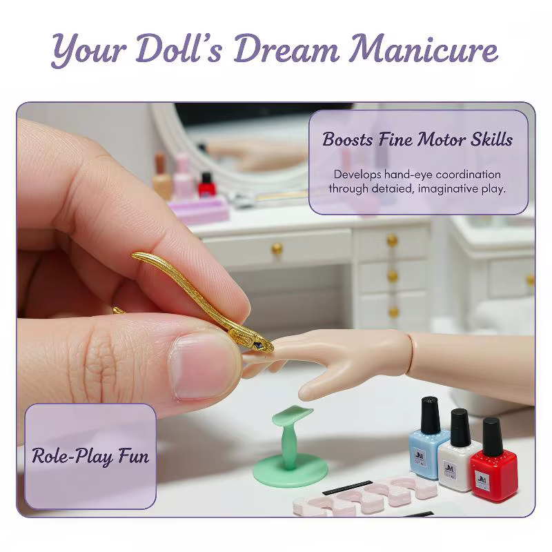 Mini ensemble d'outils de manucure pour maison de poupée, accessoires parfaits pour jouer à faire semblant, collection de décoration pour maison de poupée