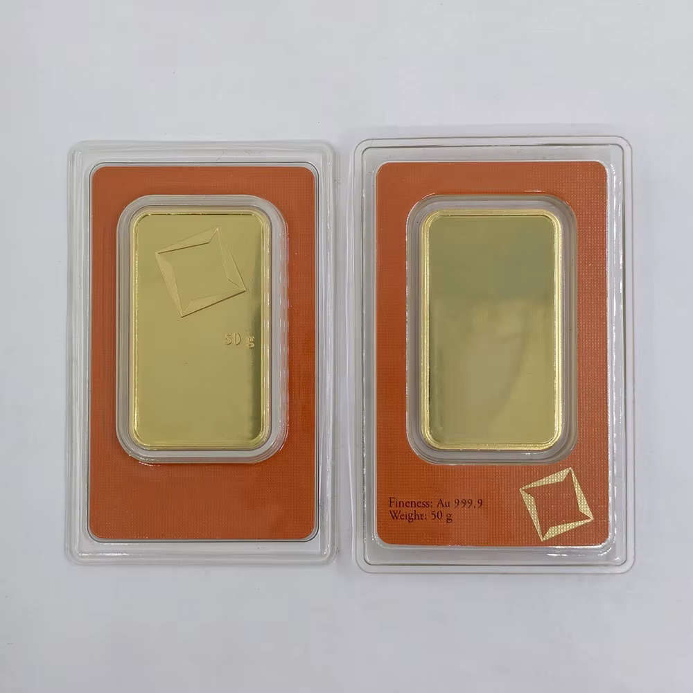 Barre de cuivre 1g/2.5g/10g/20g/1oz/50g non magnétique plaquée or suisse avec numéro de série indépendant, pièce de collection, artisanat, souvenir