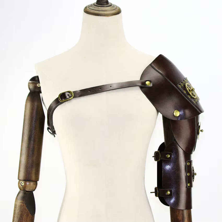 Garde-bras Steampunk, équipement rétro mécanique médiéval, accessoire de Cosplay d'halloween, armure d'épaule en cuir, accessoires d'archer pour adultes