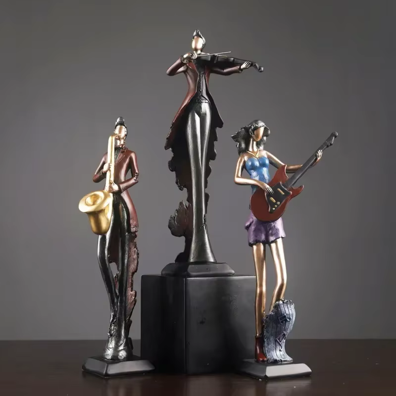 Vintage jouer à un Instrument bande décoration Art personnage modèle Statue créativité Figurines pour intérieur bureau accessoires artisanat