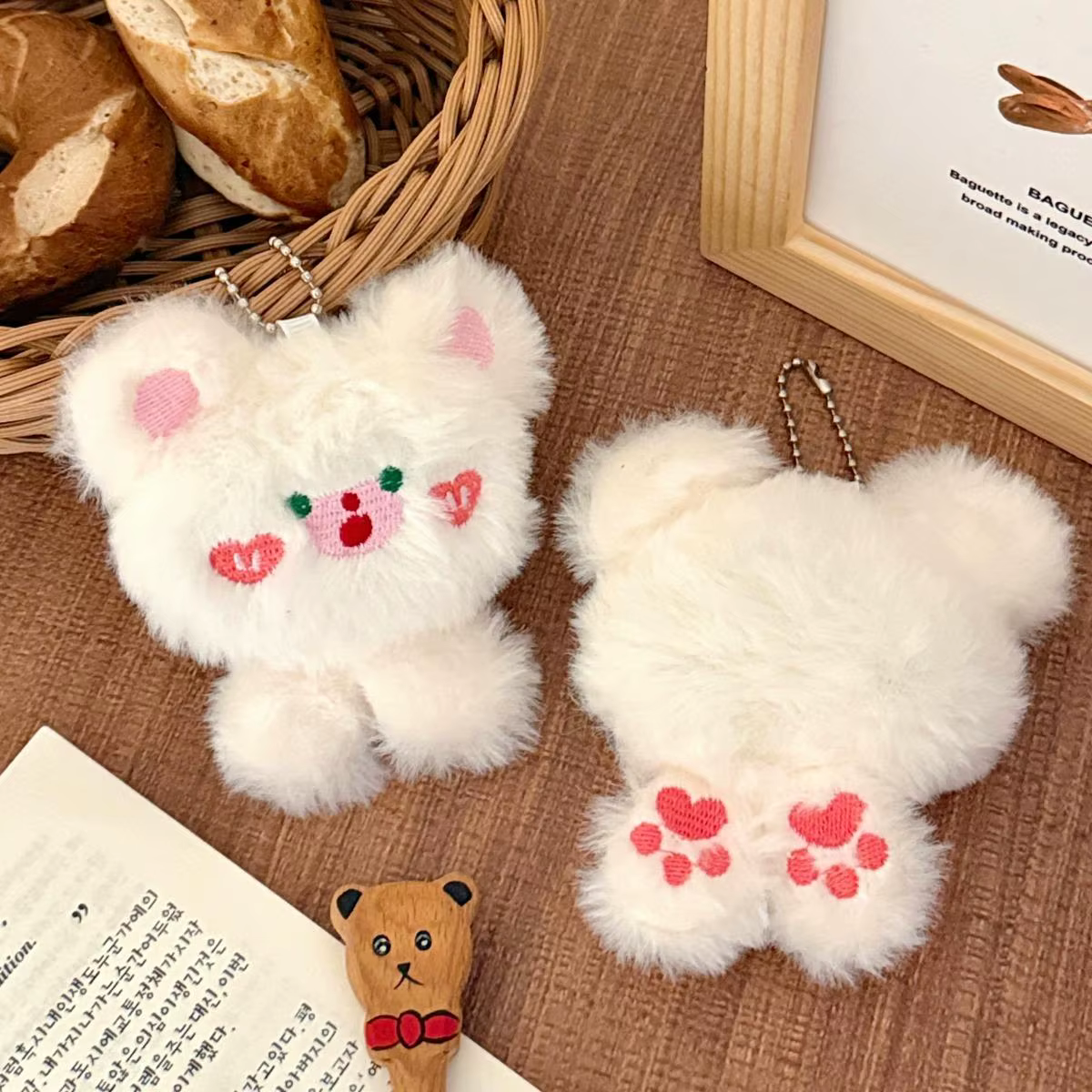 Porte-clés chiot avec nœud papillon, 3 pièces, breloque pour sac à dos en Polyester doux, accessoire fantaisiste pour sacs, pendentif, cadeau de vacances