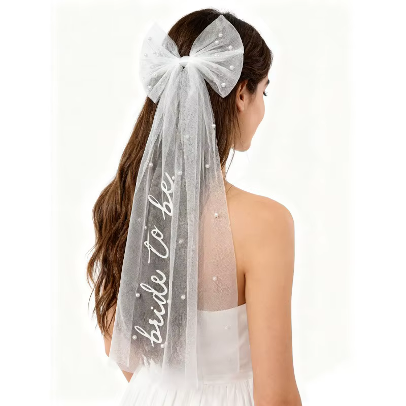 Voile à nœud pour future mariée, enterrement de vie de jeune fille, événements de mariage, design avec nœud en tulle, accessoire romantique élégant et mémorable