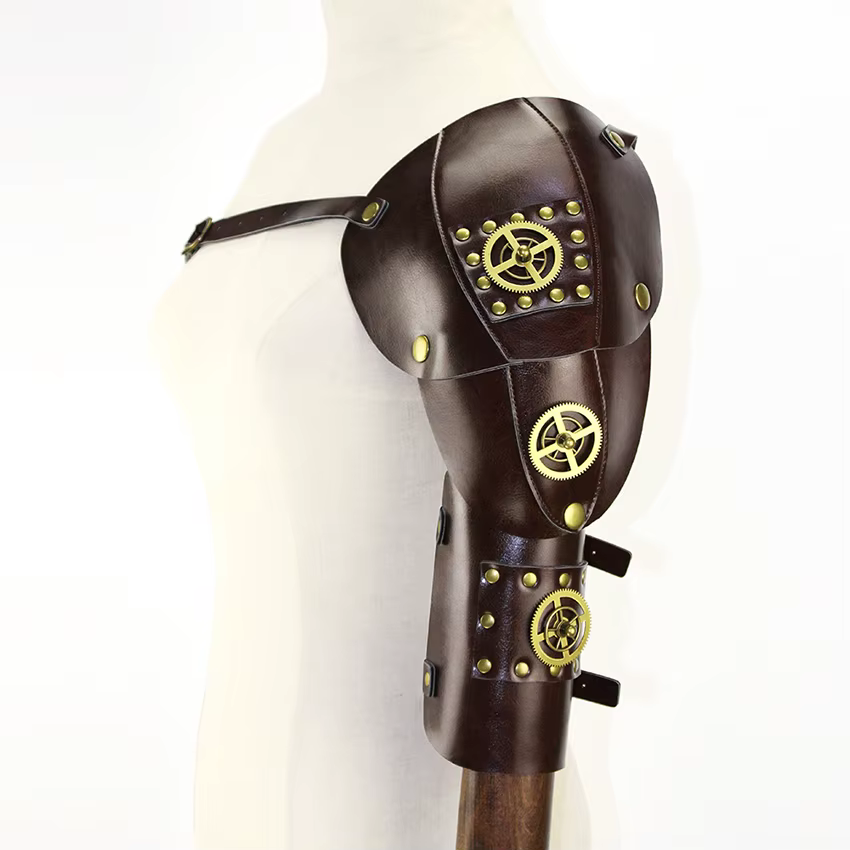 Garde-bras Steampunk, équipement rétro mécanique médiéval, accessoire de Cosplay d'halloween, armure d'épaule en cuir, accessoires d'archer pour adultes
