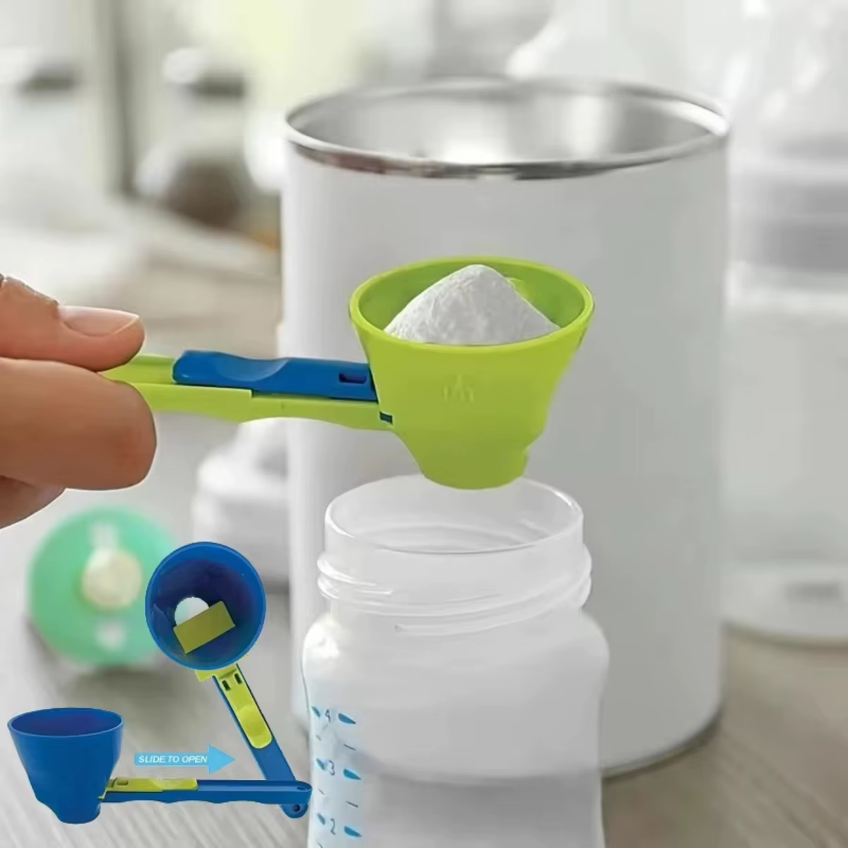 Cuillère à poudre de protéines en matériau PP Durable sans gâchis-entonnoir coulissant pour le lait et les suppléments