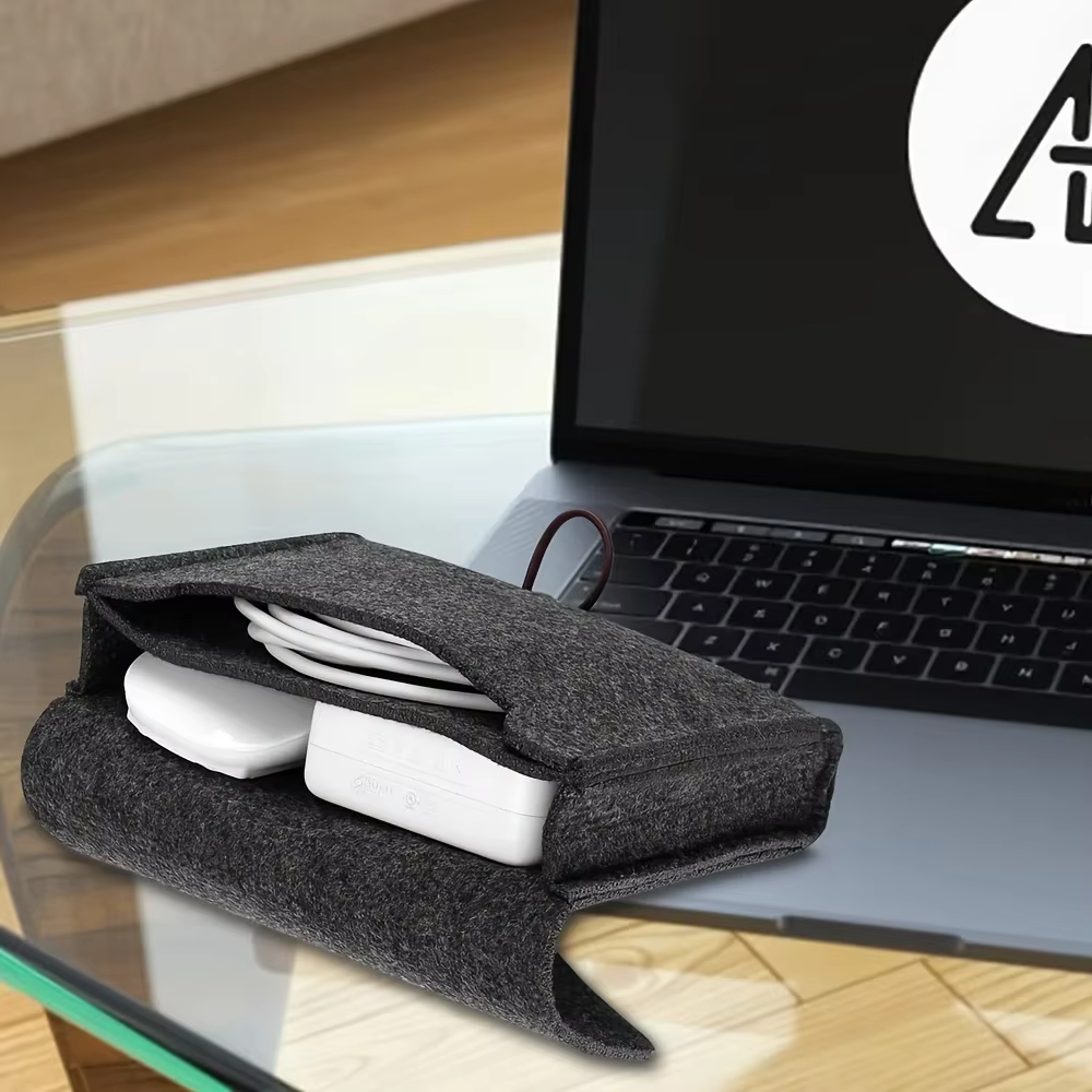 Organisateur d'accessoires électroniques portables en feutre, adaptateur secteur et étui de rangement pour câbles USB pour voyage