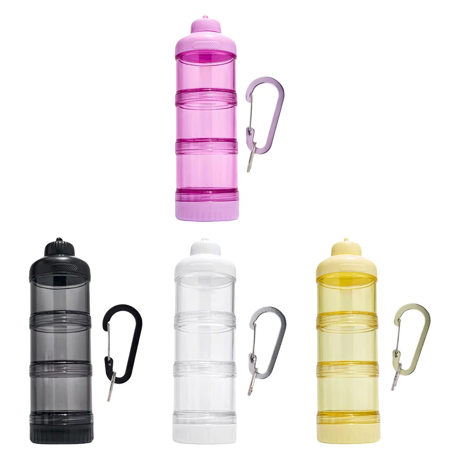 Conteneur de poudre de protéines pratique avec mousqueton