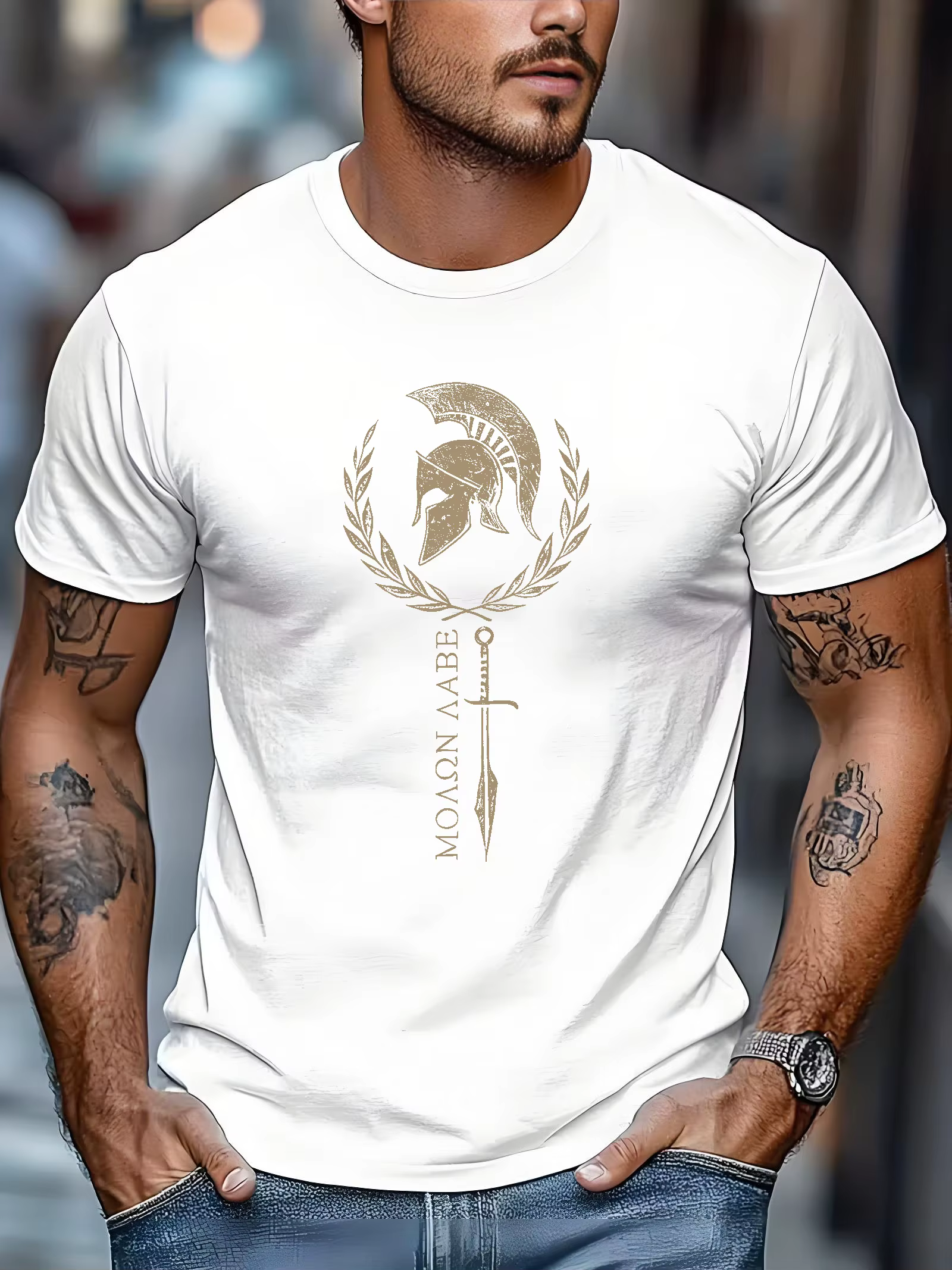 T-shirt décontracté pour homme avec imprimé Spartan Spirit et guerrier spartiate