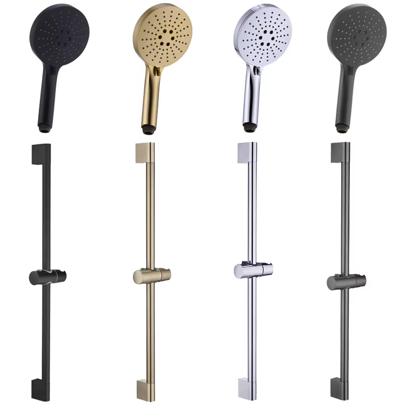 Ensemble de colonnes de douche noires, accessoires de salle de bains, pomme de douche, curseur mural, pomme de douche réglable, Rail de levage, support coulissant