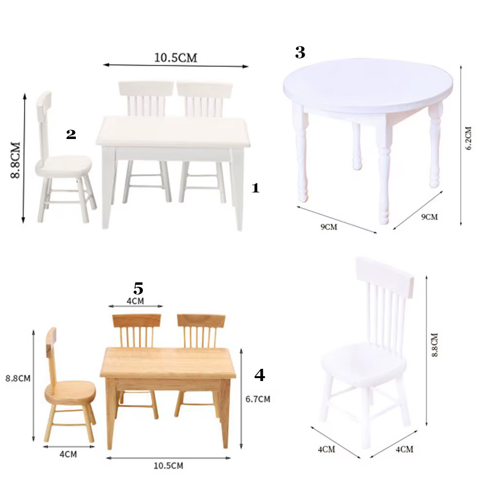 Mini maison de poupée 1/12, 9 Styles d'accessoires, Table de décoration, meubles, jouets, Simulation de chaise, Table en bois