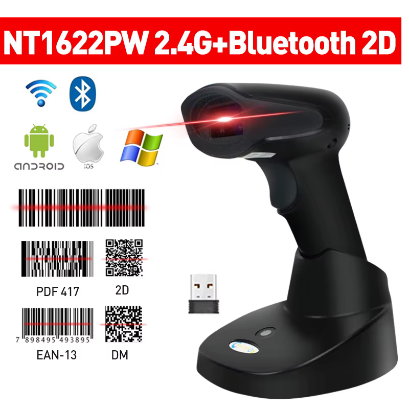 Scanner Bluetooth sans fil, lecteur de codes-barres filaire, EAU de détermination QR OJ, 1D, portable
