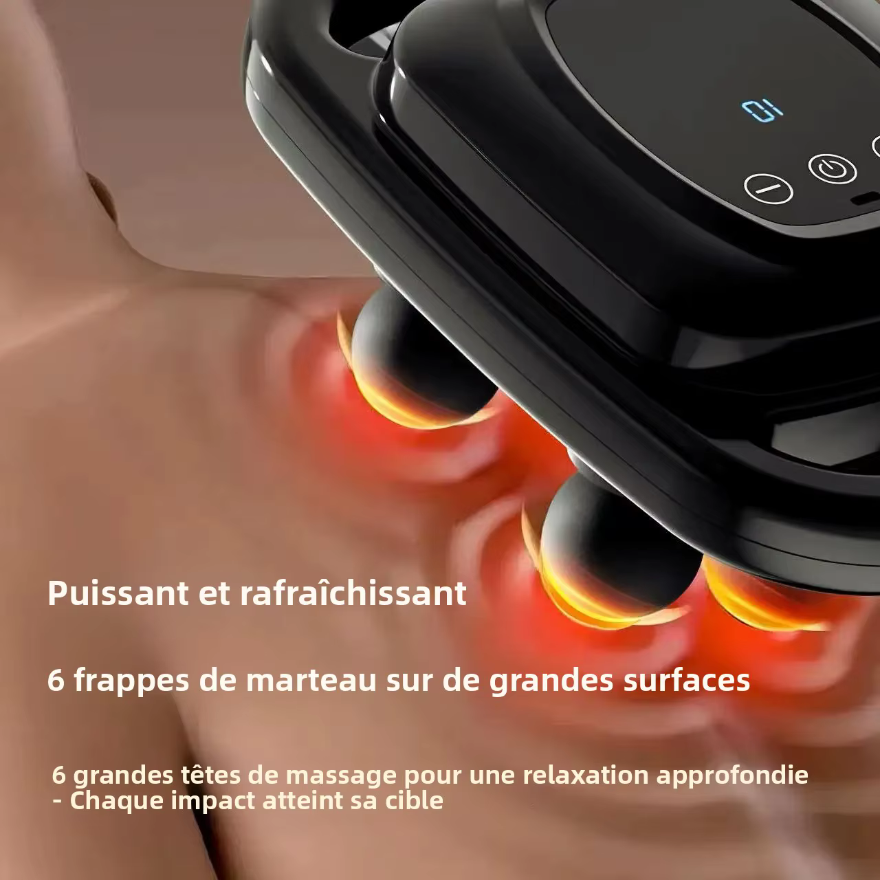 Pistolet de massage fascia haute puissance à 6 têtes, relaxant musculaire fitness, appareil de massage des tissus profonds pour soulager la fatigue corporelle complète