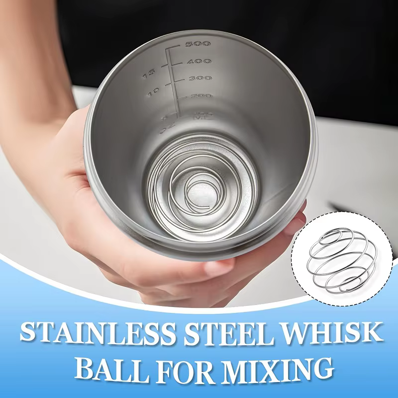 Bouteille shaker en acier inoxydable pour protéines avec boule