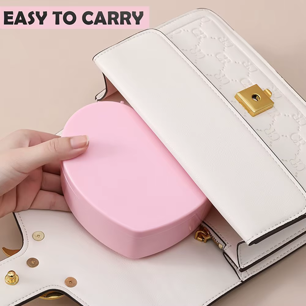 Boîte d'accessoires pour cheveux, rangement de bijoux avec miroir, pinces à cheveux roses, organisateur d'élastiques pour filles et enfants, étui de voyage Portable