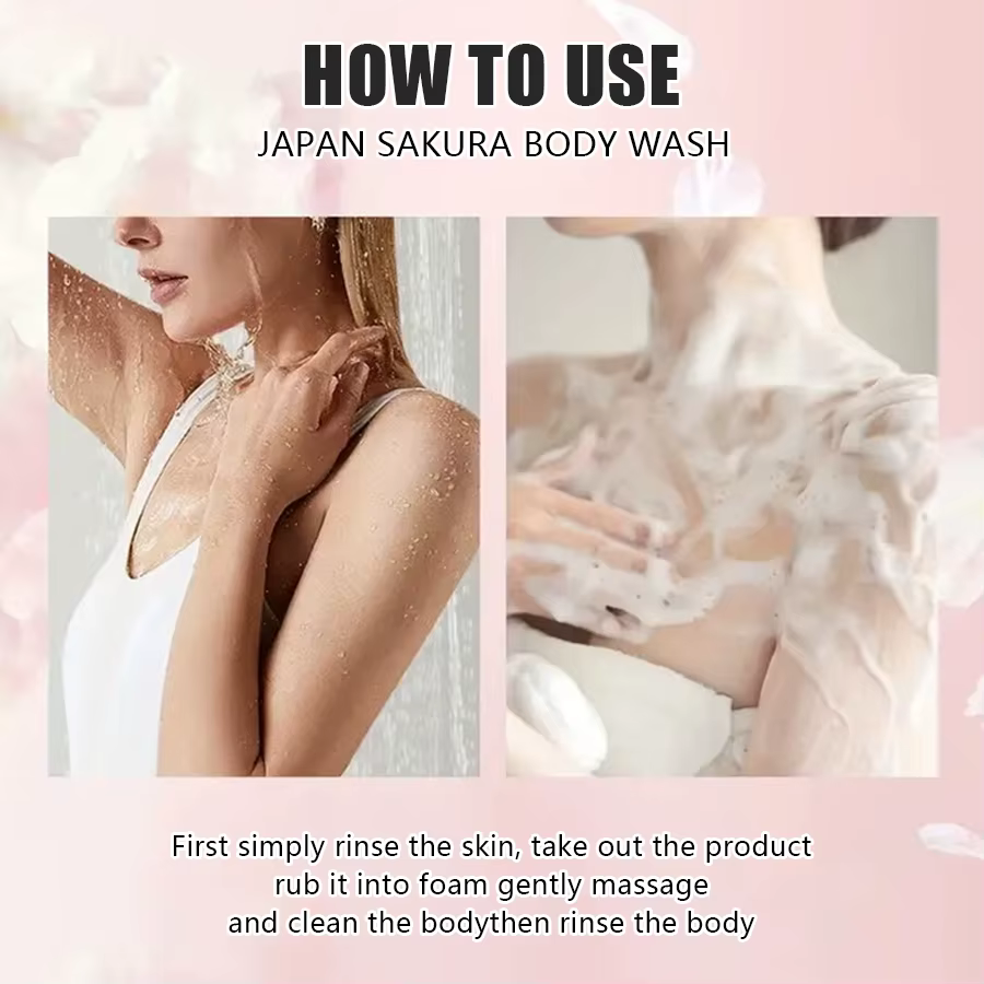 Sakura Gel douche longue hydratant lisse parfum longue durée mousse douce nettoyage du corps produit de bain 200ml