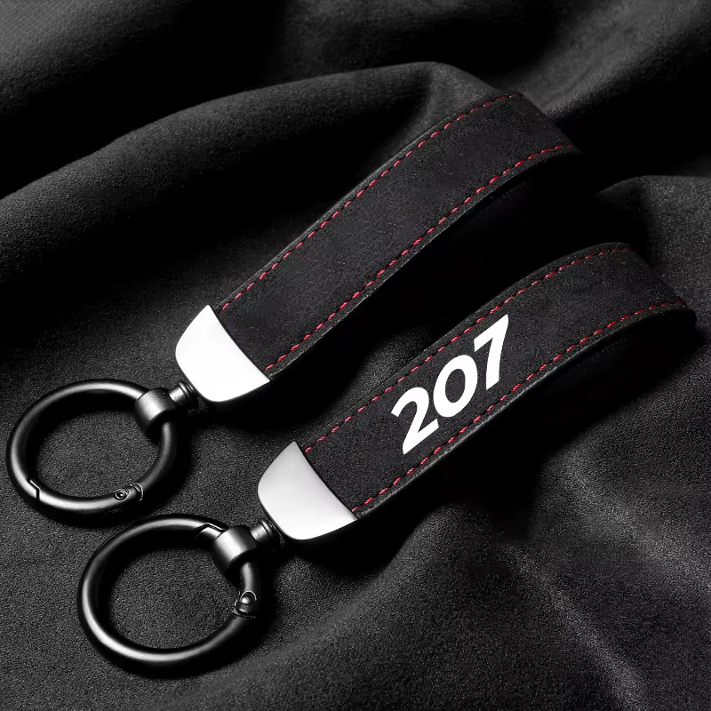 Porte-clés en daim avec logo de voiture, pendentif rotatif à 360 degrés, chaîne de porte-clés, bijoux, cadeaux suspendus pour Peugeot 206 207 208 308, accessoires