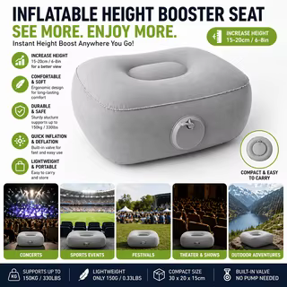 Coussin de siège gonflable avec pompe intégrée, coussin de voyage portable pour concerts, camping et activités de plein air